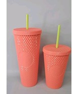2 Starbucks 2022 Bling Studded Dragon Fruit Pink 24oz Venti &amp; 16 Oz Cup ... - $42.52