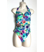 Catalina Womens Sz S 4 6 1 Pc Swimsuit Bathing Suit Beach Floral Blue Ha... - $19.79