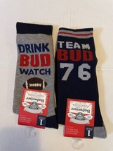 BUDWEISER Socks Men’s Shoe Size 10-13 NWT Football Bud 76 Lot (2) - $11.86