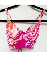 Jessica Simpson Womens Good Cropped Bikini Swim Top Pink Swirl Small - £17.05 GBP