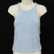 Kendall &amp; Kylie Womens Faux Fur Tank Top S Small Racerback Cropped Light Blue - £21.28 GBP