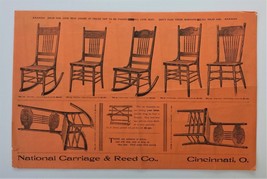 c1890 Antique National Carriage &amp; Reed Ad Catalog Broadside Prices Cincinnati Oh - £53.45 GBP