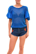 FREE PEOPLE Womens Top Knitted Cosy Fit Soft Comfortable Laguna Blue Size XS - £38.00 GBP