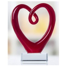 5&#39;&#39; Tall Art Glass Heart Sculpture Centerpiece Party Home Decoration Gift Art  - £32.07 GBP