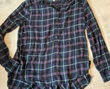 Lucky Brand medium Blue green pink Plaid Tunic Collared Soft Shirt Soft - $25.96