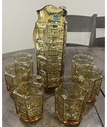 Morgantown Glass Seville Amber Martini Cocktail Set Pitcher 6 Glasses Ge... - $7,416.58 MXN