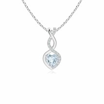 ANGARA 4mm Aquamarine Infinity Heart Pendant Necklace with Diamond in 925 Silver - £169.70 GBP