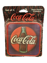 Coasters Coca Cola Coke Set of 4 Deco Plastic Drink 4 Inch Square 1996 NIP Vtg - £9.61 GBP
