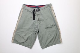 Vintage 90s Tommy Hilfiger Mens 36 Faded Belted Baggy Fit Shorts Green Cotton - £34.79 GBP