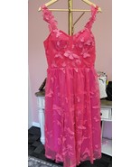 Women&#39;s Dress 16 Pink Butterfly Applique Lace Tea Length Prom Formal Fai... - $1,046.12 MXN