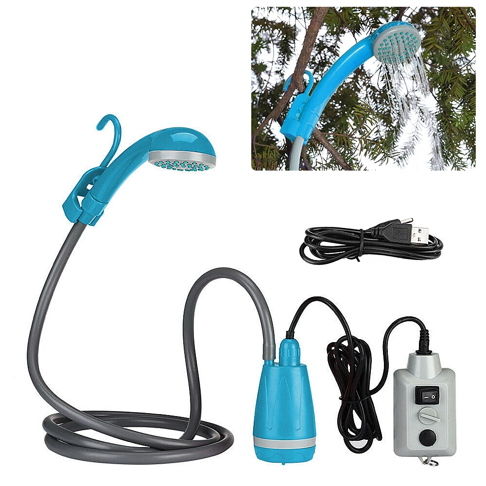 Portable Outdoor Camping Shower USB Rechargeable Shower Head Water Nozzle Sport - £25.83 GBP+
