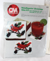 Vtg. Needlepoint Christmas Idea Kit Box/Coasters 8331 Open Pack Columbia Minerva - £11.15 GBP