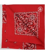 Vintage Style USA Red Paisley Cowboy Rodeo Neck Bandana 21x21 Inch - $11.30