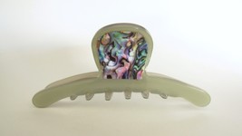 Shiny greenish/ gray with abalone effect hair claw clip for fine, thin hair - £10.32 GBP