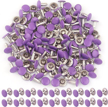 9mm 50 pcs Purple Tubular Double Cap Rivets - Metal Button Round Rivet f... - £4.60 GBP