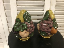 Vintage Cornucopia Salt Pepper Shakers marked on bottom Thanksgiving Fall decor - £9.89 GBP