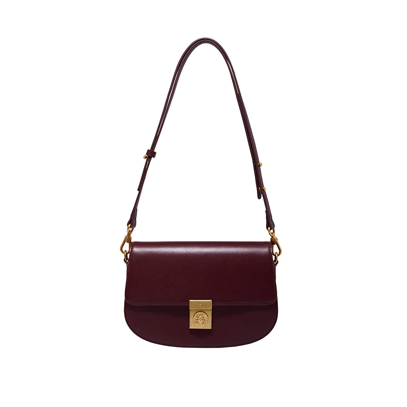 Trendy ladies high end simple saddle bag fashionable leather shoulder messenger handbag thumb200