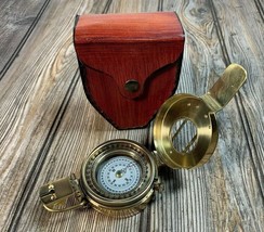 Vintage Polished Brass WWII Military Pocket Compass Outdoor Travel Gift - £31.70 GBP