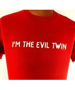 I&#39;m The Evil Twin Red Medium Graphic T Shirt Fun Shirt Short Sleeve Delta - £23.71 GBP