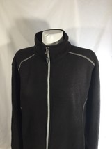 Eco Men Brown Zip Up Jacket Gray Outline Warm Soft Stretch  Turtle Neck Size XL - £21.01 GBP