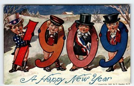 New Years Postcard Uncle Sam Child US UK Attire BIG 1909 Number Fantasy P Sander - £107.10 GBP