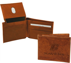 NFL Baltimore Ravens Embossed Genuine Cow Leather Billfold Wall - £19.46 GBP