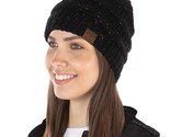 Womens Beanie Soft Knit Classic Ribbed Slouch Hat - Black Confetti - $35.99