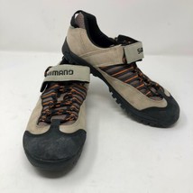 Shimano SPD Mens Strap Lace Up Brown Black Cycling Shoes Sz 7 Leather Bicycle - $34.64
