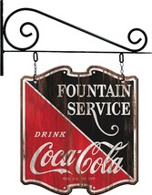 Coca-Cola Double Sided Hanging Wood Plaque Pub Sign Fountain Service - £23.10 GBP