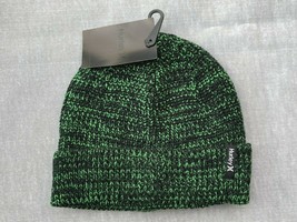 Hurley Unisex Green/ Black Max Cuff 2.0 Mixed Yarn Knit Beanie Ski Cap Hat - £9.30 GBP
