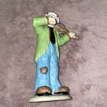 Vintage Flambro Clown Collection Emmett Kelly Jr. 5 1/2&quot; Hobo Playing Vi... - $9.90