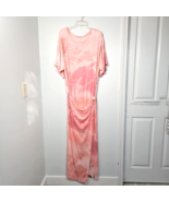 Free People Alyssa Maxi Wrap Dress Size L Pink Stretch Short Sleeve Beach - $840.41 MXN