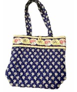 Vera Bradley Tote Bag Retired Spring Navy Blue And Yellow 14x13x4 In Use... - £15.93 GBP