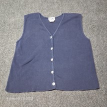 Vintage Clio Sweater Vest Women Size Medium Blue V Neck - $21.10 CAD