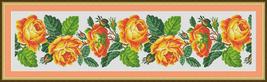 Berlin Woolwork Yellow Orange Roses Floral Border Panel Cross Stitch Pat... - $4.50