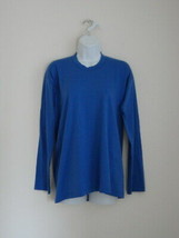 New JIL SANDER Blue Cotton Stretch Crew Neck Long Sleeve Top Shirt Small S - £57.00 GBP