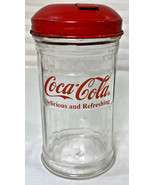 Vintage COCA-COLA Glass SUGAR SHAKER JAR Red METAL LID Restaurant Style - £19.73 GBP