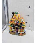 Halloween Haunted House Ceramic Light up Village House Yellow Roof Pumpk... - $11.95