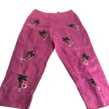 coj Laing pink linen embroidered martini cruise travel crop pants Size 10 - $15.83