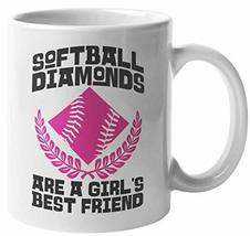 Softball Diamonds Are A Girl&#39;s Bestfriend. Funny Coffee &amp; Tea Mug For Pl... - $19.79+