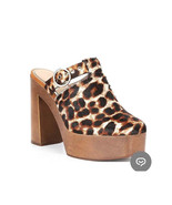 Leopard Print Platform Clogs   Calf Hair Buckle Detail - Brown Gianni Bi... - £35.70 GBP