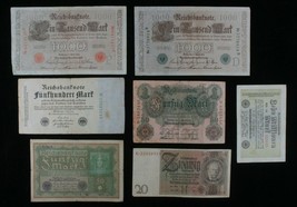 1910-1929 Germany 7-Notes Set Empire 50-1000 Mark &amp; Weimar 20-10000000 MARK - $75.23