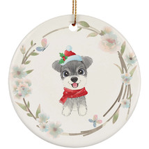 Cute Miniature Schnauzer Dog Lover Ornament Flower Watercolor Xmas Gift Decor - £11.83 GBP
