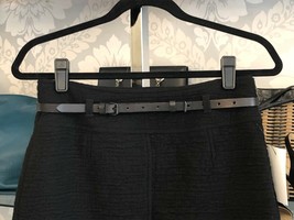 Rene Lezard Black Wool Blend Classic A-Line Belted Skirt Sz 36/US 6 - £125.61 GBP