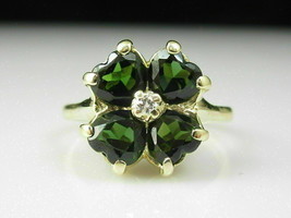 2Ct Heart Cut Emerald Four Leaf Clover Engagement Ring 14k Yellow Gold Finish - £91.24 GBP