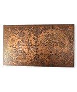 Rare Vintage World Map Engraved Copper Henricus Hondius 47&quot;x27&quot; Wood Mou... - £1,963.21 GBP