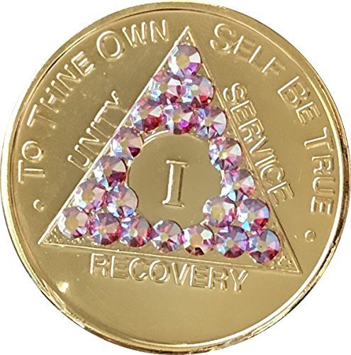 Pink Rose Swarovski Crystal AA Medallion Year 1 - 56 or Month 1 2 3 6 9 18 or 24