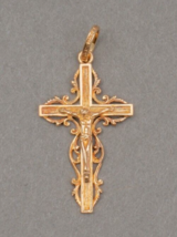 Italian Solid 14K Yellow Gold Cross Crucifix Religious Charm Pendant 1.8... - £219.81 GBP