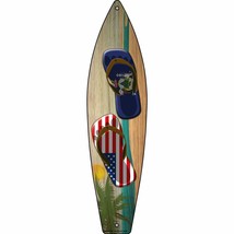 Maine Flag and US Flag Flip Flop Novelty Mini Metal Surfboard MSB-257 - £13.39 GBP