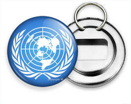 UN UNITED NATIONS  PEACEKEEPER FLAG SYMBOL BEER SODA BOTTLE OPENER KEYCH... - $16.49